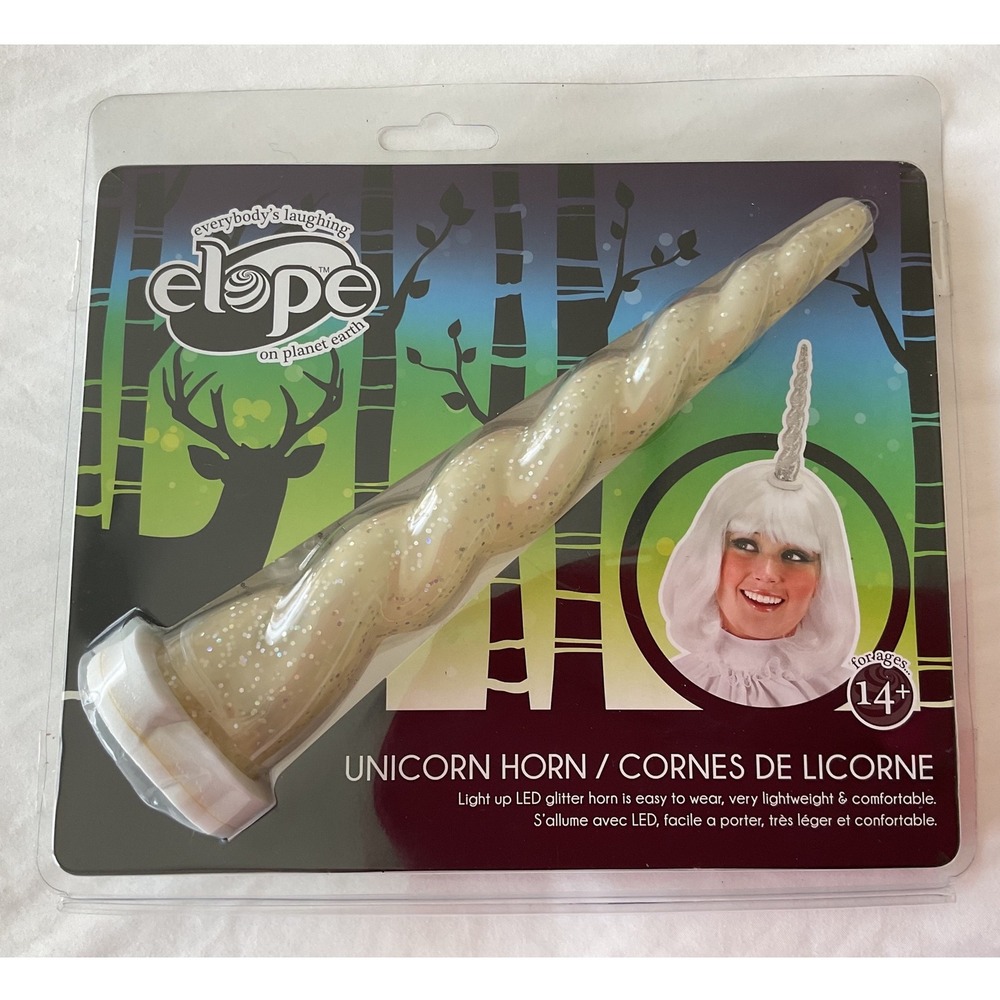 Elope Light Up LED Glitter Unicorn Horn Costume Accessory Iridescent White NIP